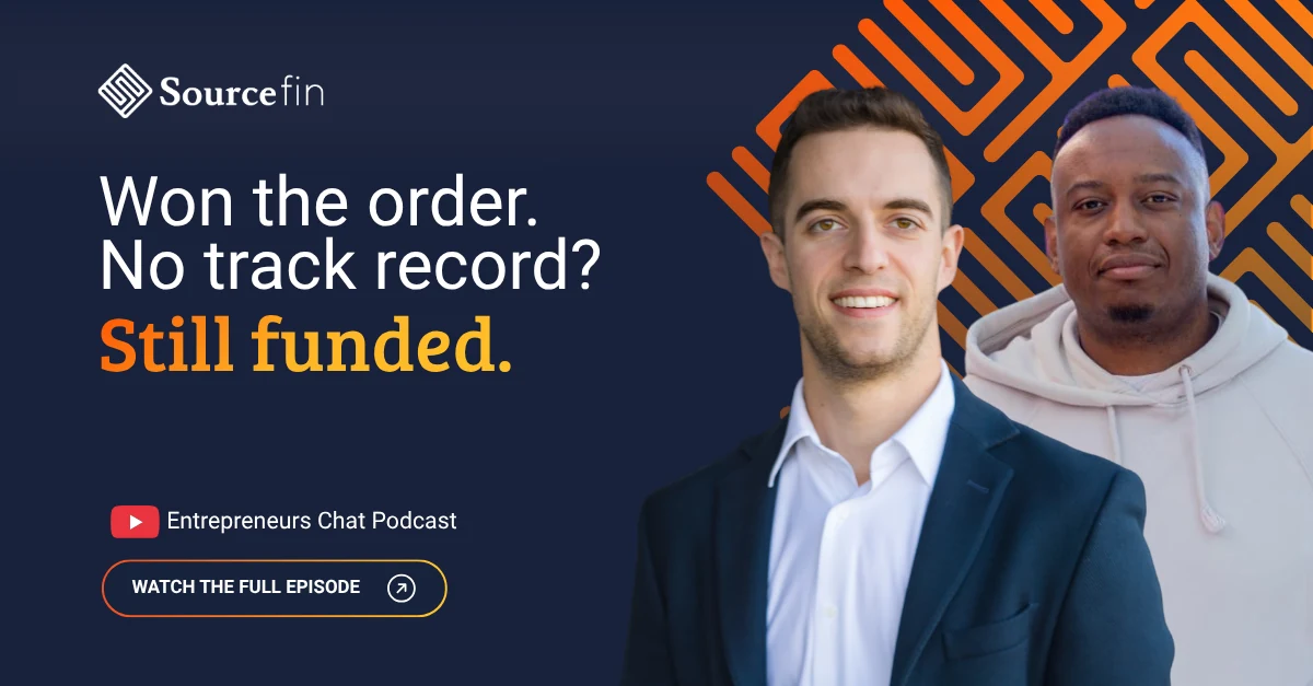 Jordan Hertz of Sourcefin and host Henry Gotosa discussing business funding without a track record on the Entrepreneurs Chat Podcast