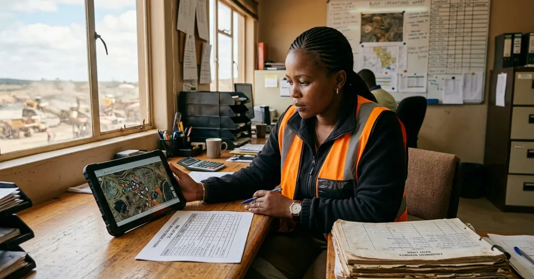 Fuel levy rebate South Africa businesses site administrator reviewing diesel delivery records on tablet