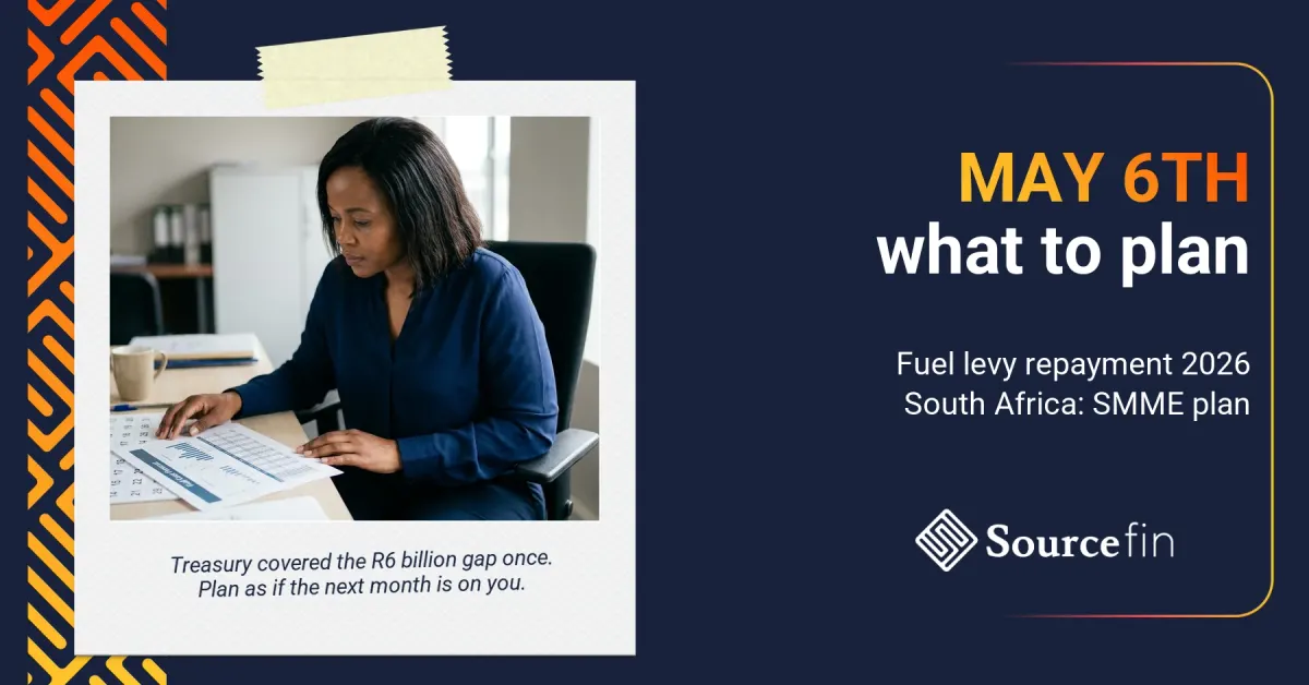 Fuel levy repayment 2026 South Africa - SA SMME owner reviewing a fuel cost forecast at her desk