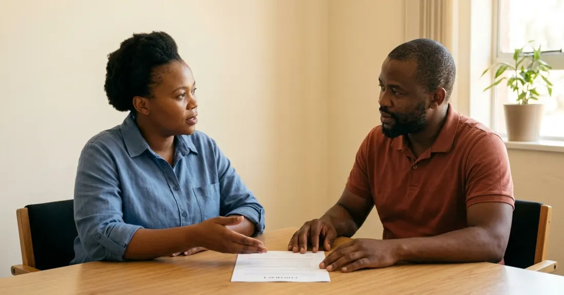 Funding companies South Africa: SMME owner reviewing partner contract terms with adviser