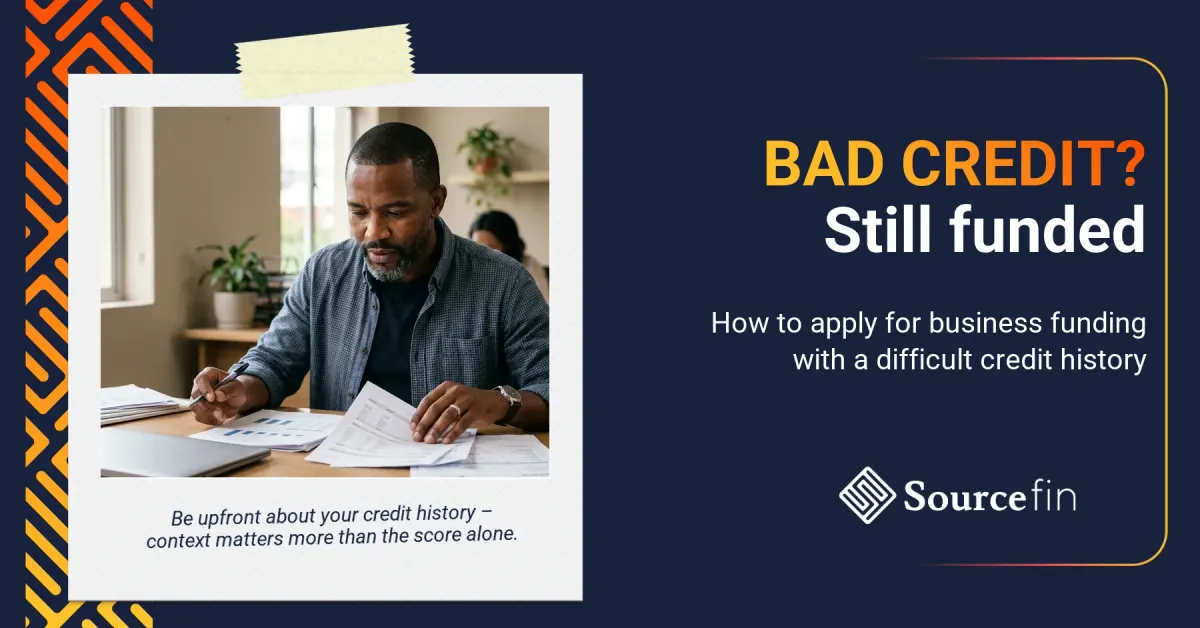 business funding bad credit South Africa – South African SMME owner reviewing financial documents at office desk