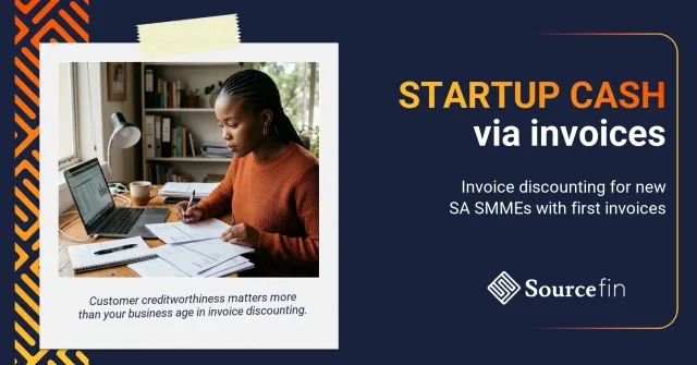 invoice discounting startups South Africa – young South African entrepreneur reviewing first customer invoices for funding