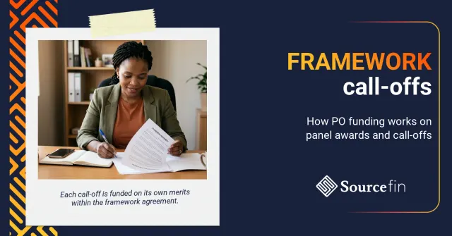 Purchase order funding for framework contracts: SA SMME owner reviewing a framework agreement and call-off schedule at her office desk