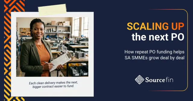 Repeat purchase order funding South Africa: SA SMME owner running her growing workshop with a delivery schedule in hand