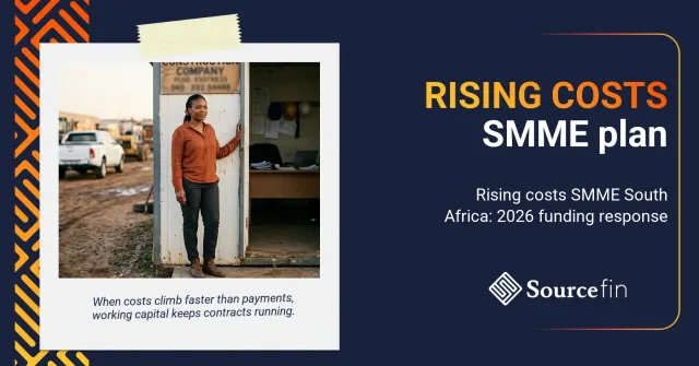 rising costs SMME South Africa - South African contractor at her site office reviewing a 2026 funding plan