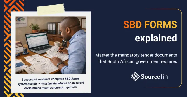 South African SMME business owner completing SBD forms for government tender submission