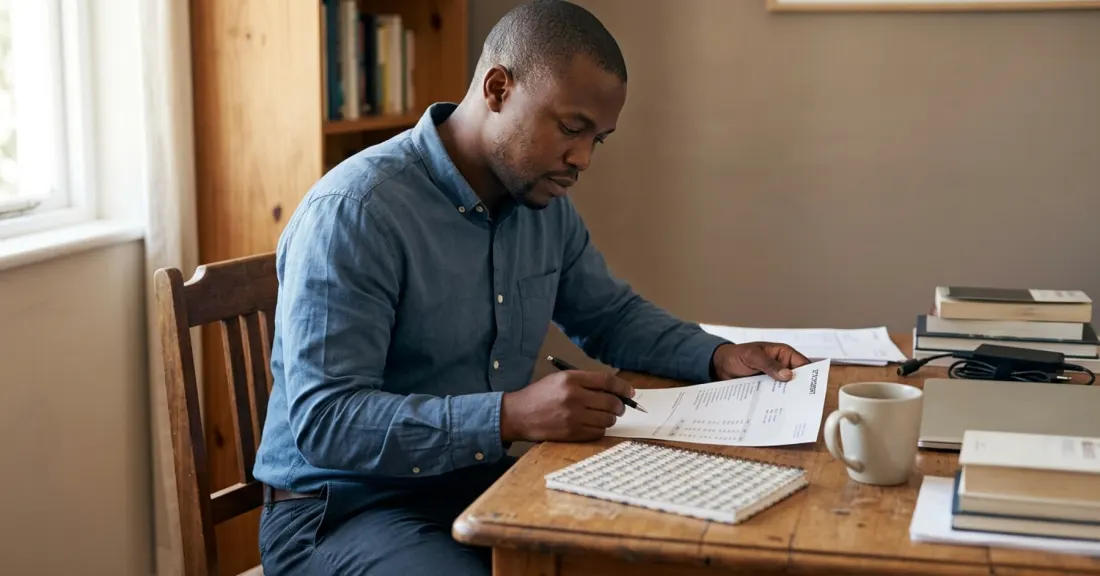 South African SMME owner reviewing bank statements before applying for funding