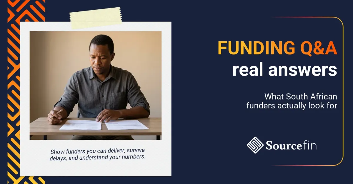 SMME funding questions: South African owner reviewing bank statements at his desk