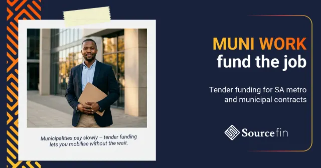 tender funding municipal contracts South Africa – South African SMME contractor outside a municipal building with awarded contract documents