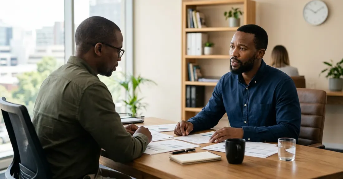 South African SMME owner in consultation about the VAT registration threshold 2026 deregistration decision and exit VAT implications