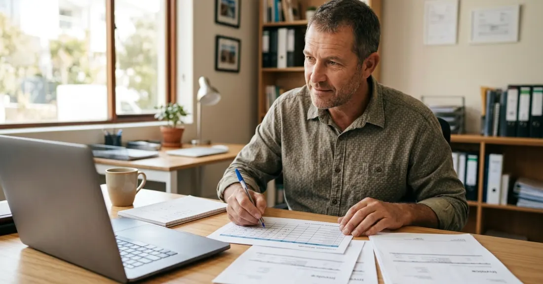 Why invoice discounting applications get declined in practice: SA SMME owner reviewing his customer ledger and outstanding invoices