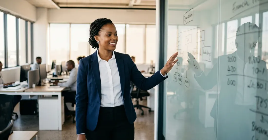 South African business owner explaining working capital facility process – pre-approved invoice drawdown